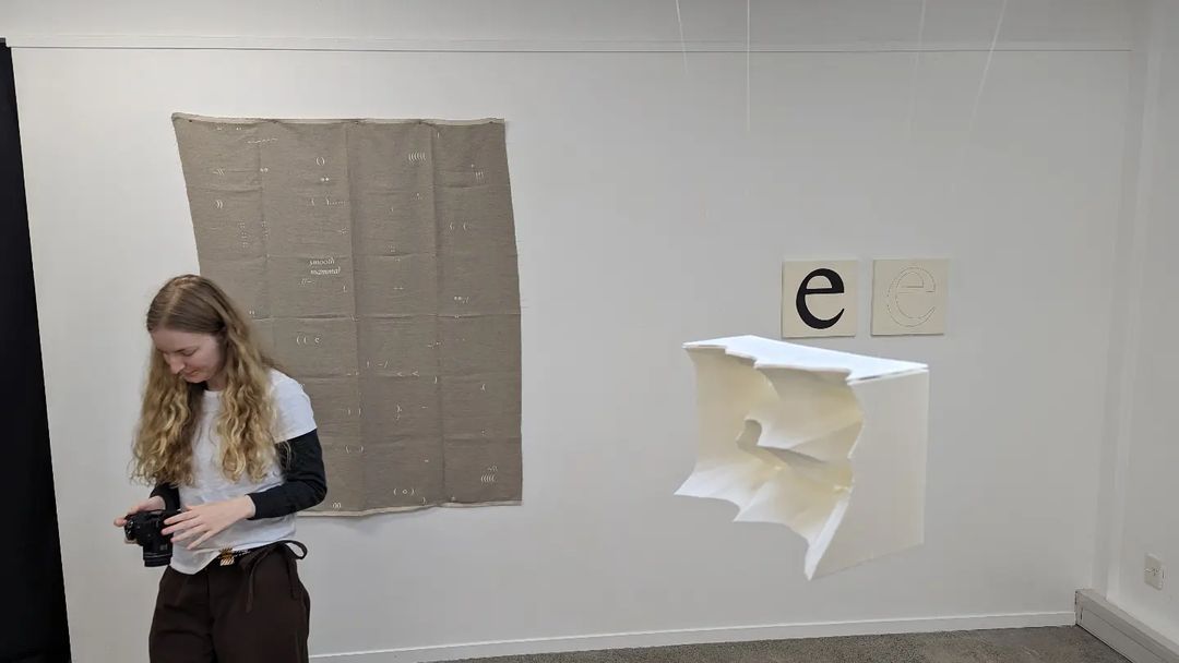 Emmalyn Hawthorne_ 'about' page photo - Installing Kerning, RM Gallery, Tāmaki Makaurau/Auckland